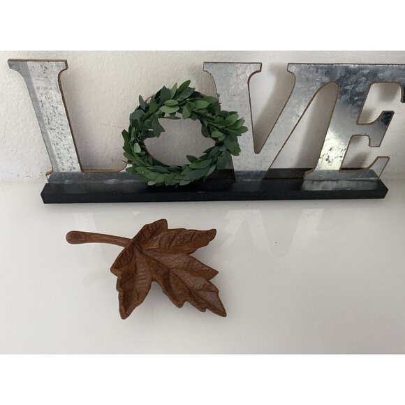 Vintage Handcrafted Wood Maple Leaf Brooch Brown Carved Pin 4" X 3.5" Exquisite - Picture 13 of 15